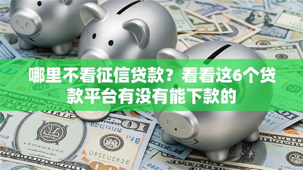 哪里不看征信贷款？看看这6个贷款平台有没有能下款的