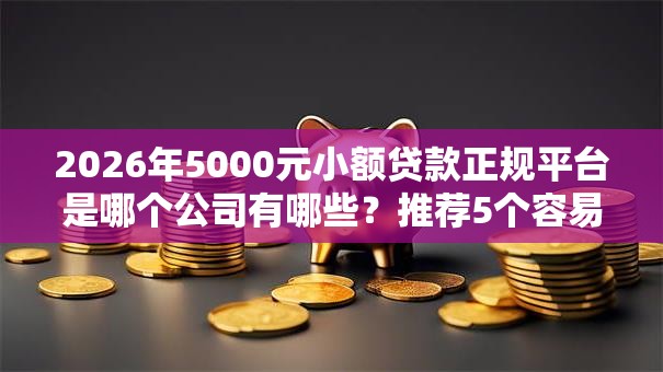 2026年5000元小额贷款正规平台是哪个公司有哪些？推荐5个容易下款的平台