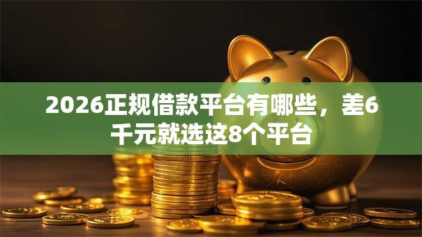 2026正规借款平台有哪些，差6千元就选这8个平台