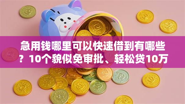 急用钱哪里可以快速借到有哪些？10个貌似免审批、轻松贷10万的软件合集
