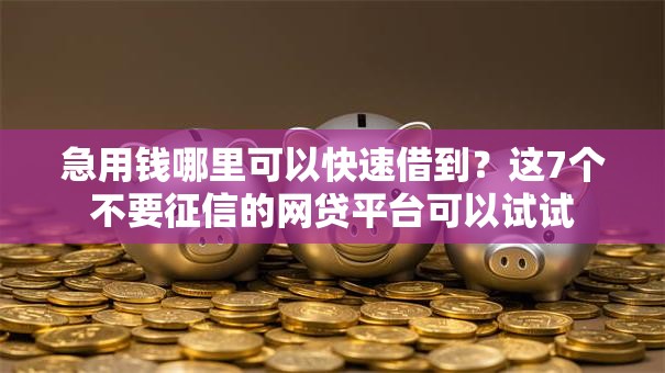 急用钱哪里可以快速借到?这7个不要征信的网贷平台可以试试 急用钱哪里可以快速借到?这7个不要征信的网贷平台可以试试