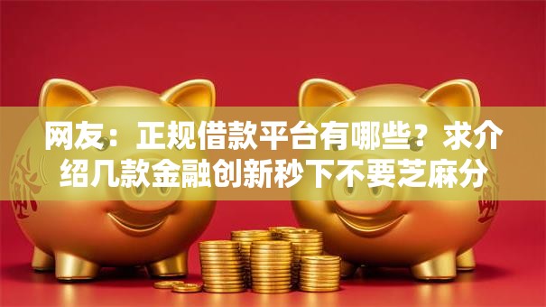 网友：正规借款平台有哪些？求介绍几款金融创新秒下不要芝麻分的软件