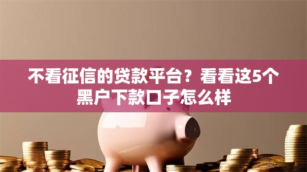 不看征信的贷款平台?看看这5个黑户下款口子怎么样 不看征信的贷款平台?看看这5个黑户下款口子怎么样
