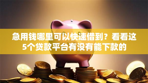 急用钱哪里可以快速借到？看看这5个贷款平台有没有能下款的