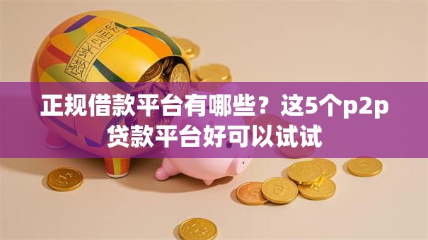 正规借款平台有哪些？这5个p2p贷款平台好可以试试