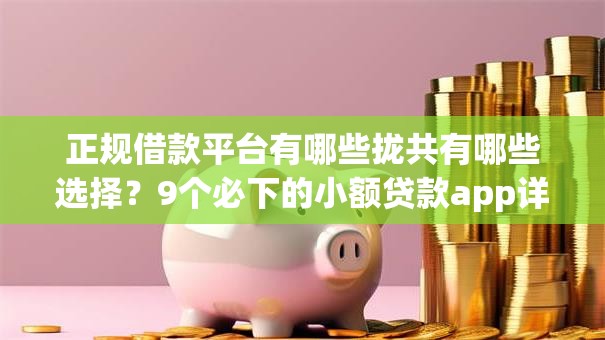 正规借款平台有哪些拢共有哪些选择?9个必下的小额贷款app详解 正规借款平台有哪些拢共有哪些选择?9个必下的小额贷款app详解