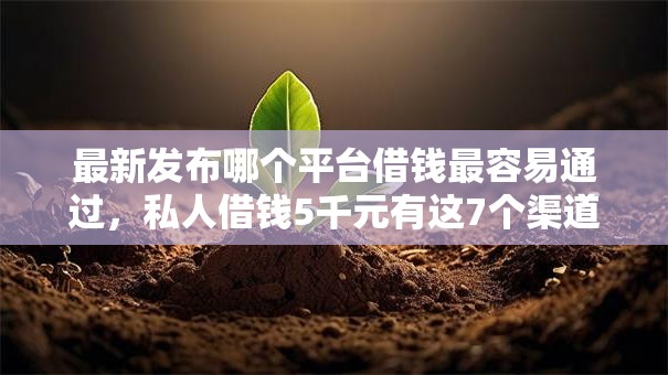 最新发布哪个平台借钱最容易通过,私人借钱5千元有这7个渠道 最新发布哪个平台借钱最容易通过,私人借钱5千元有这7个渠道