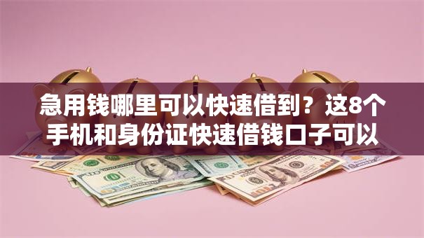 急用钱哪里可以快速借到？这8个手机和身份证快速借钱口子可以试试