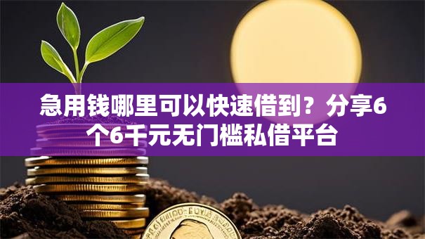 急用钱哪里可以快速借到？分享6个6千元无门槛私借平台