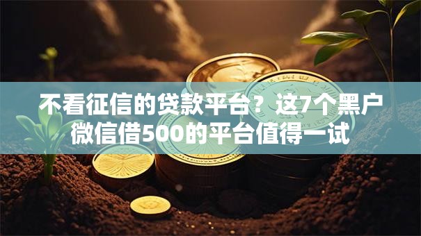 不看征信的贷款平台？这7个黑户微信借500的平台值得一试