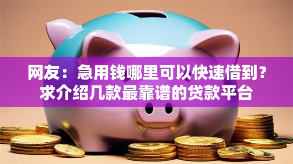 网友：急用钱哪里可以快速借到？求介绍几款最靠谱的贷款平台