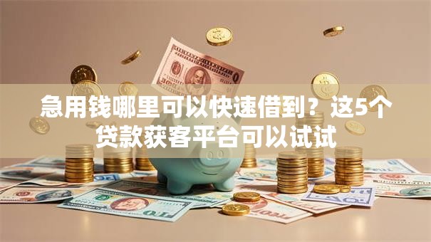 急用钱哪里可以快速借到？这5个贷款获客平台可以试试