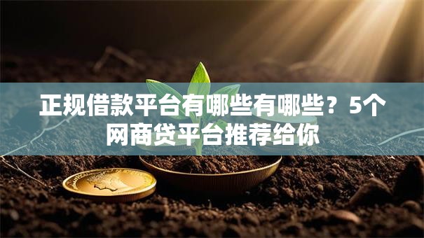 正规借款平台有哪些有哪些?5个网商贷平台推荐给你 正规借款平台有哪些有哪些?5个网商贷平台推荐给你