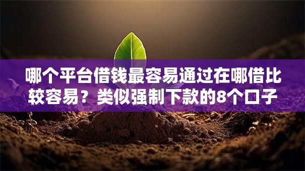 哪个平台借钱最容易通过在哪借比较容易？类似强制下款的8个口子参考