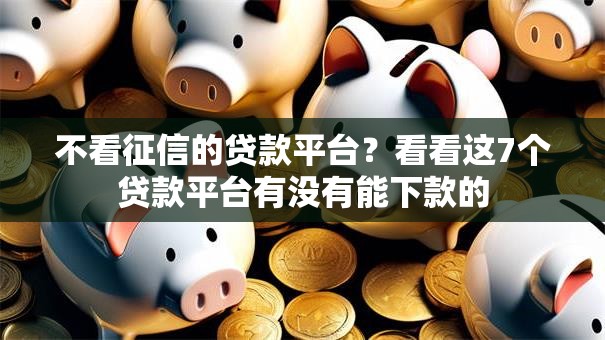 不看征信的贷款平台？看看这7个贷款平台有没有能下款的