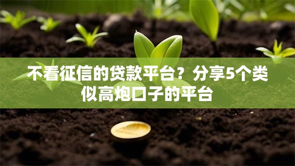 不看征信的贷款平台？分享5个类似高炮口子的平台