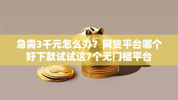 急需3千元怎么办？网贷平台哪个好下款试试这7个无门槛平台