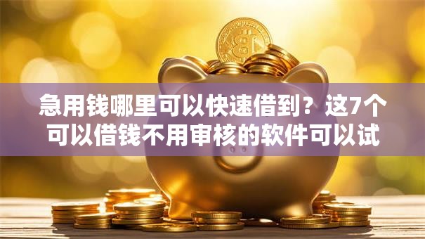 急用钱哪里可以快速借到？这7个可以借钱不用审核的软件可以试试