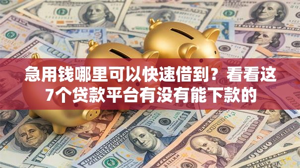 急用钱哪里可以快速借到?看看这7个贷款平台有没有能下款的 急用钱哪里可以快速借到?看看这7个贷款平台有没有能下款的