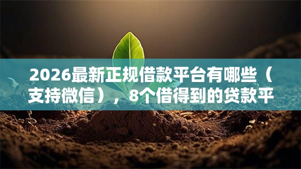 2026最新正规借款平台有哪些(支持微信),8个借得到的贷款平台无私分享 2026最新正规借款平台有哪些(支持微信),8个借得到的贷款平台无私分享