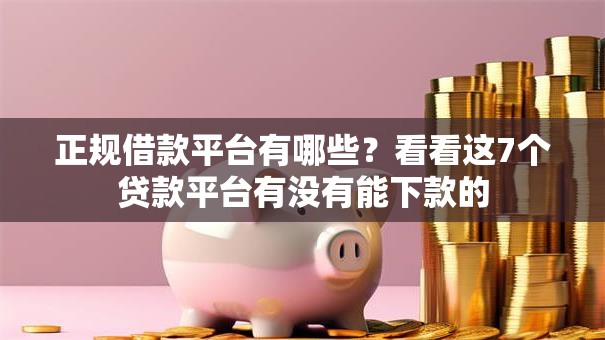 正规借款平台有哪些？看看这7个贷款平台有没有能下款的