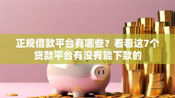 正规借款平台有哪些？看看这7个贷款平台有没有能下款的