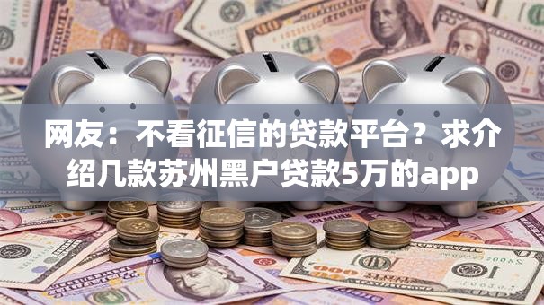 网友：不看征信的贷款平台？求介绍几款苏州黑户贷款5万的app