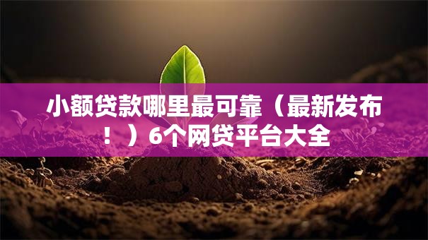 小额贷款哪里最可靠(最新发布!)6个网贷平台大全 小额贷款哪里最可靠(最新发布!)6个网贷平台大全