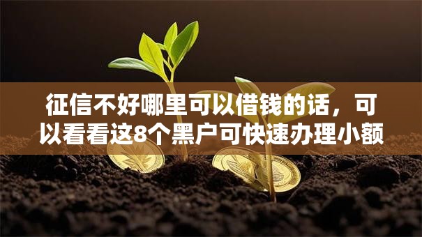 征信不好哪里可以借钱的话,可以看看这8个黑户可快速办理小额贷款业务的平台 征信不好哪里可以借钱的话,可以看看这8个黑户可快速办理小额贷款业务的平台