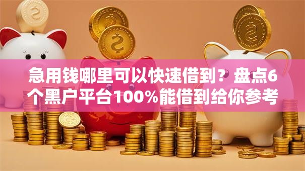 急用钱哪里可以快速借到？盘点6个黑户平台100%能借到给你参考