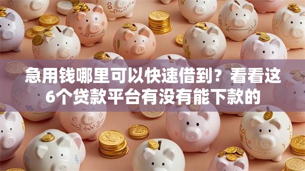 急用钱哪里可以快速借到？看看这6个贷款平台有没有能下款的