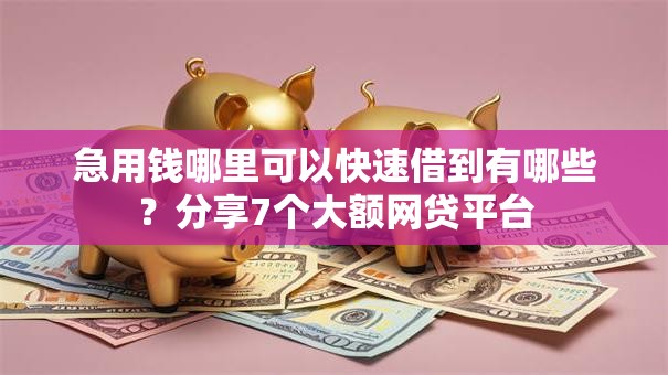 急用钱哪里可以快速借到有哪些？分享7个大额网贷平台