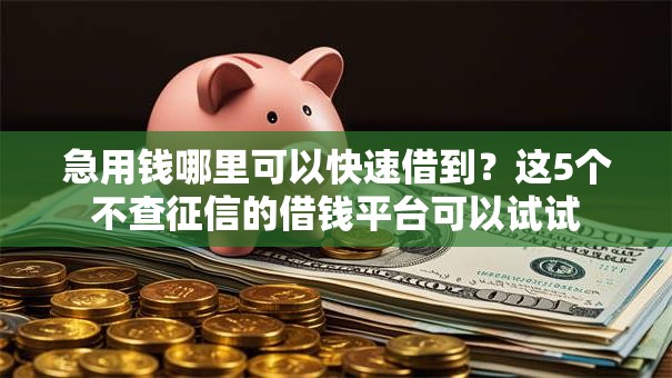 急用钱哪里可以快速借到？这5个不查征信的借钱平台可以试试