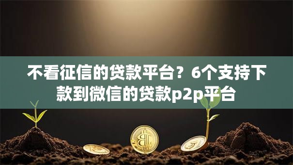 不看征信的贷款平台？6个支持下款到微信的贷款p2p平台