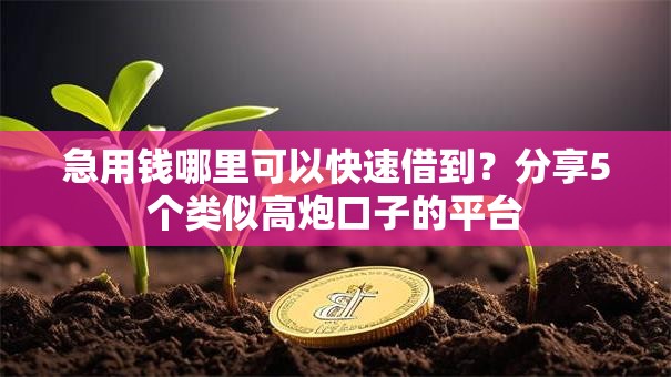 急用钱哪里可以快速借到?分享5个类似高炮口子的平台 急用钱哪里可以快速借到?分享5个类似高炮口子的平台