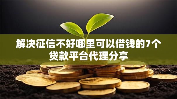 解决征信不好哪里可以借钱的7个贷款平台代理分享