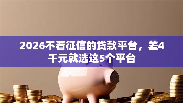 2026不看征信的贷款平台,差4千元就选这5个平台 2026不看征信的贷款平台,差4千元就选这5个平台
