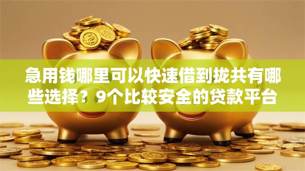 急用钱哪里可以快速借到拢共有哪些选择?9个比较安全的贷款平台详解 急用钱哪里可以快速借到拢共有哪些选择?9个比较安全的贷款平台详解