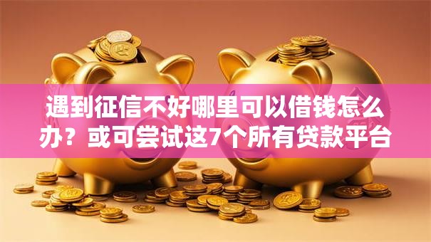 遇到征信不好哪里可以借钱怎么办?或可尝试这7个所有贷款平台名字大全 遇到征信不好哪里可以借钱怎么办?或可尝试这7个所有贷款平台名字大全