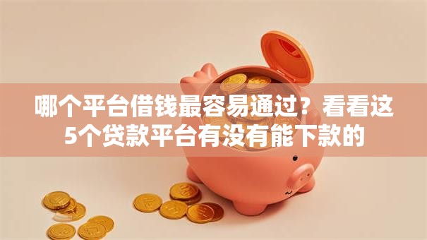 哪个平台借钱最容易通过？看看这5个贷款平台有没有能下款的