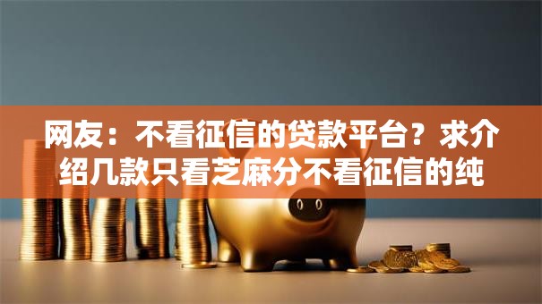 网友：不看征信的贷款平台？求介绍几款只看芝麻分不看征信的纯线上审批平台