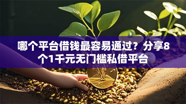 哪个平台借钱最容易通过？分享8个1千元无门槛私借平台