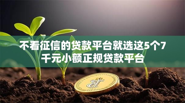 不看征信的贷款平台就选这5个7千元小额正规贷款平台 不看征信的贷款平台就选这5个7千元小额正规贷款平台