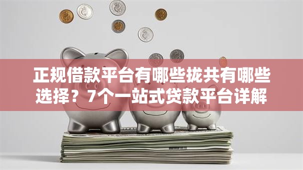 正规借款平台有哪些拢共有哪些选择？7个一站式贷款平台详解