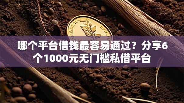 哪个平台借钱最容易通过？分享6个1000元无门槛私借平台