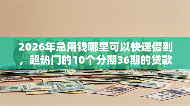 2026年急用钱哪里可以快速借到，超热门的10个分期36期的贷款平台推荐