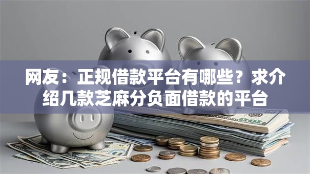 网友：正规借款平台有哪些？求介绍几款芝麻分负面借款的平台