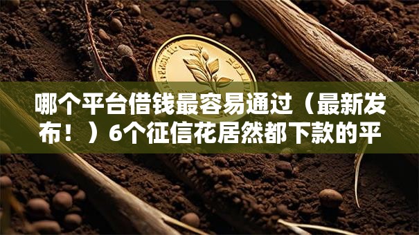 哪个平台借钱最容易通过(最新发布!)6个征信花居然都下款的平台 哪个平台借钱最容易通过(最新发布!)6个征信花居然都下款的平台
