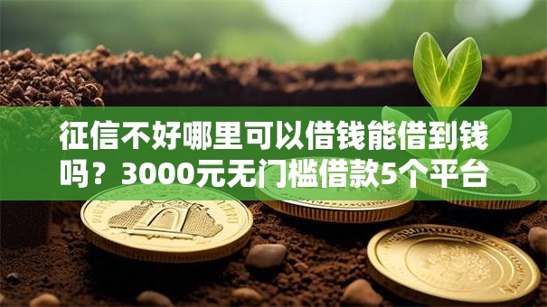 征信不好哪里可以借钱能借到钱吗？3000元无门槛借款5个平台推荐