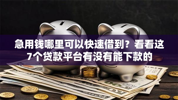 急用钱哪里可以快速借到？看看这7个贷款平台有没有能下款的